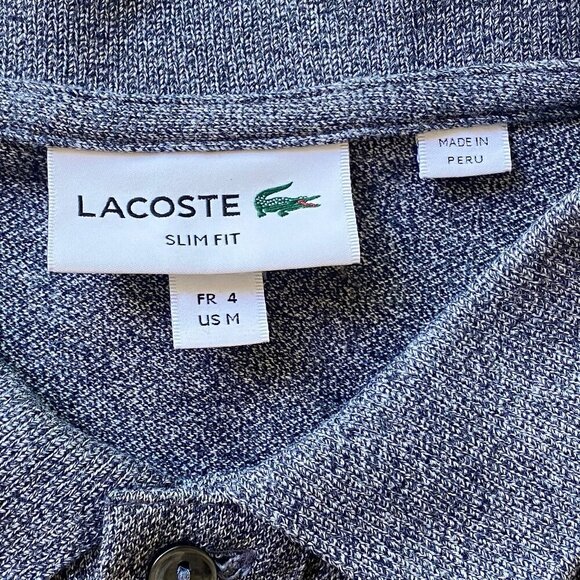 Lacoste Mens Slim Fit L.12.12 Piqué Polo Shirt Size M / 4 Short Sleeve Dark Gray - Picture 7 of 11